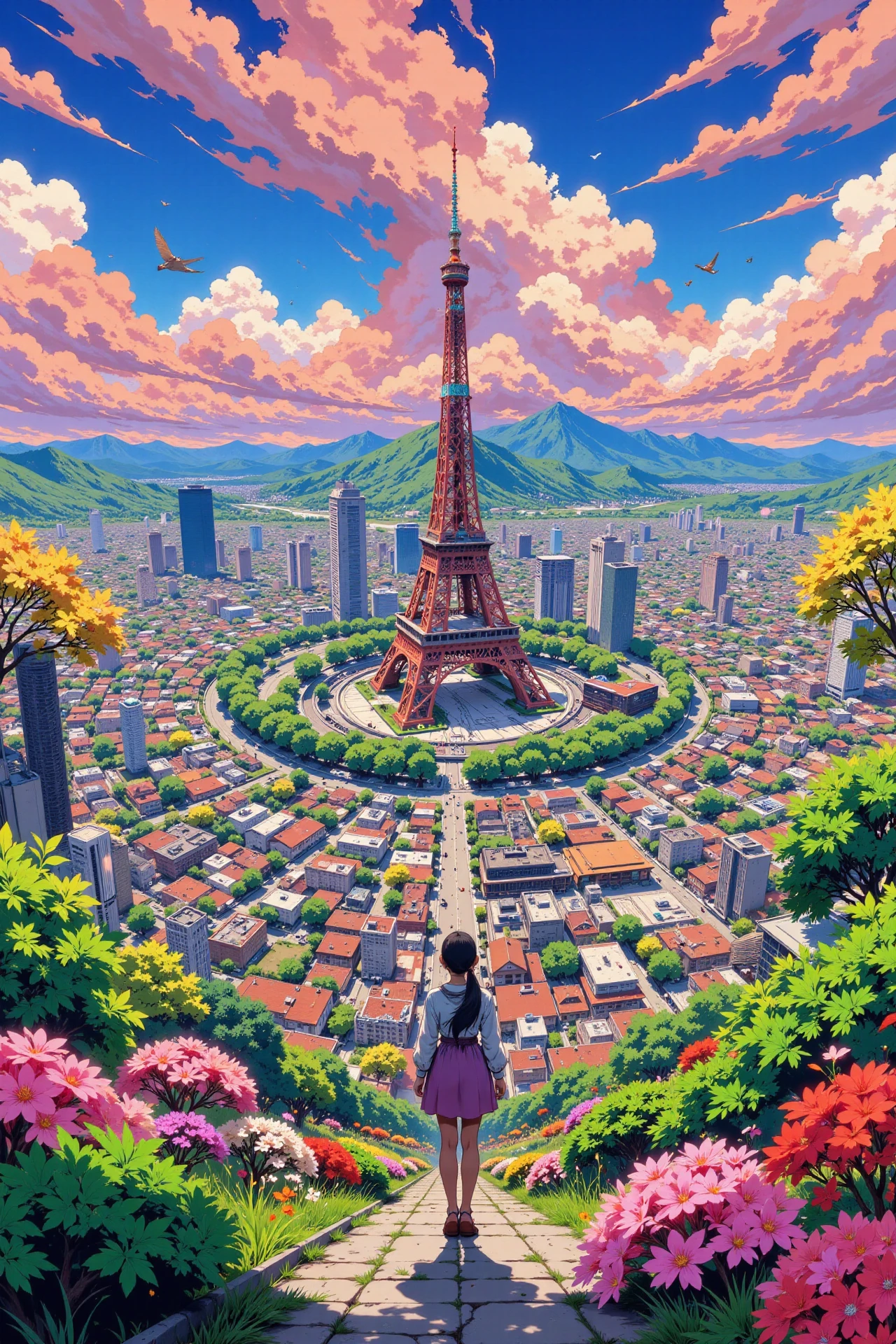 00066-Tokyo Japan beautiful anime landscape cloudy sky woman by Edurock.webp